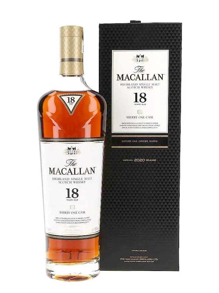 The Macallan 18 Year Old Sherry Oak Single Malt Scotch Whisky 700mL bottle